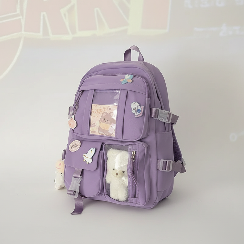 Lilacory Preppy-Style Schulrucksack