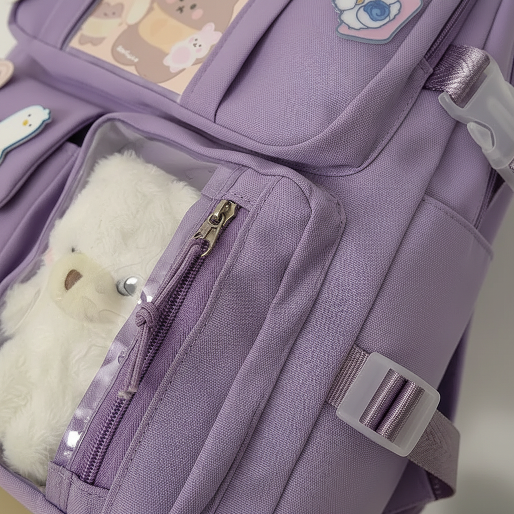 Lilacory Preppy-Style Schulrucksack