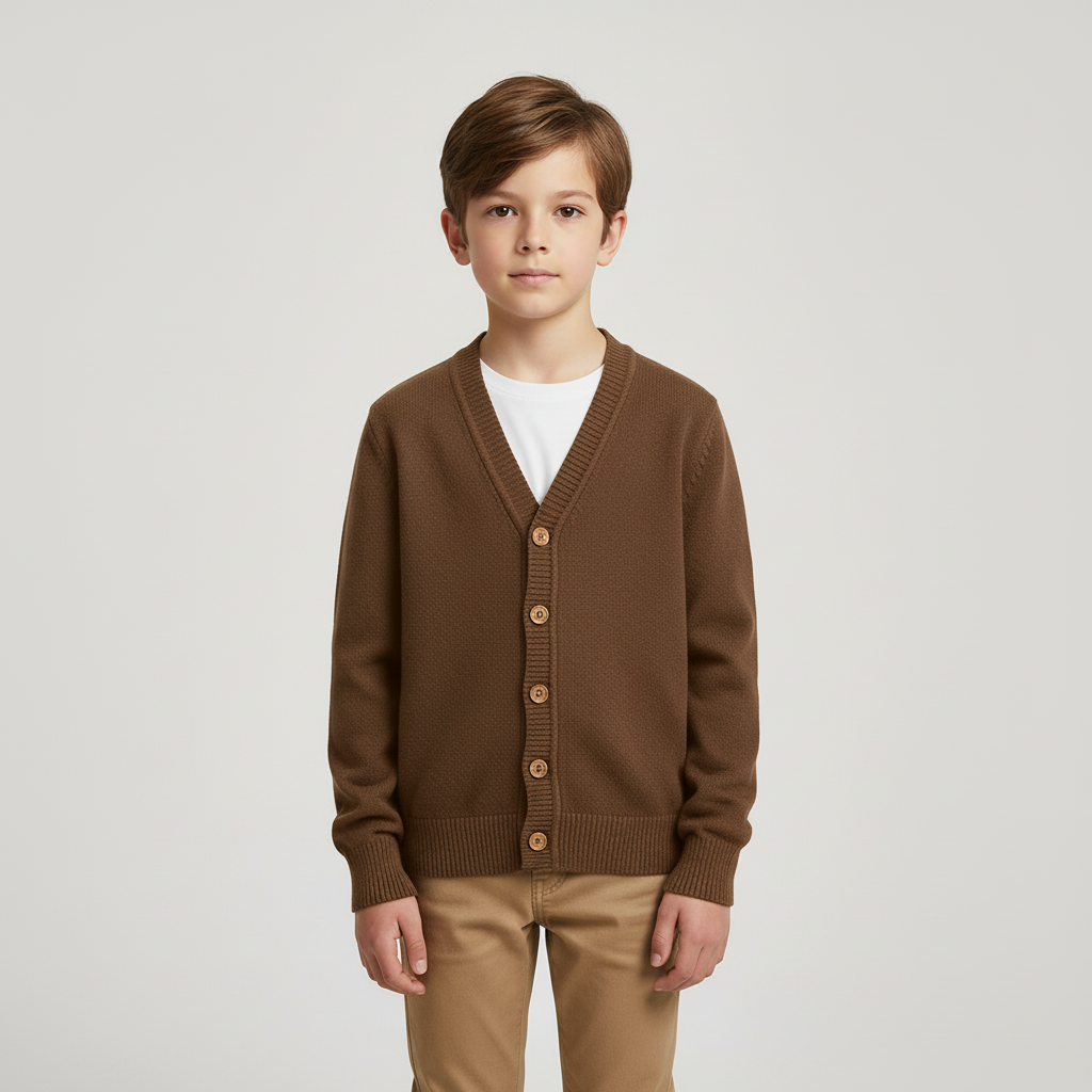 Langarm Strickjacke aus Materialmischung