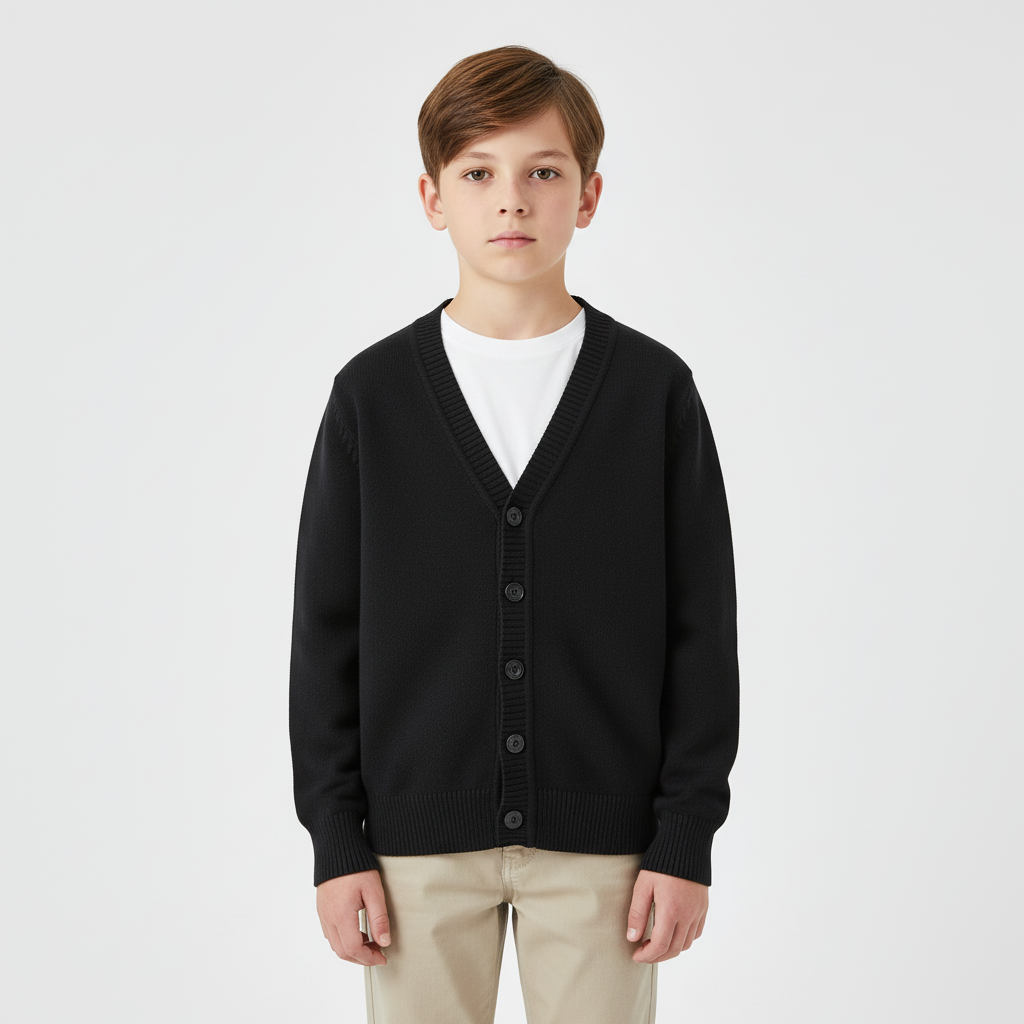 Langarm Strickjacke aus Materialmischung