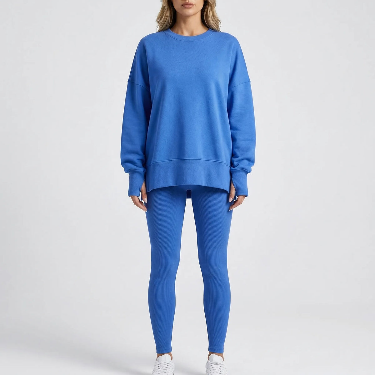 Lounxe Übergroße Sweatshirt- und Slim-Bein-Hose Set
