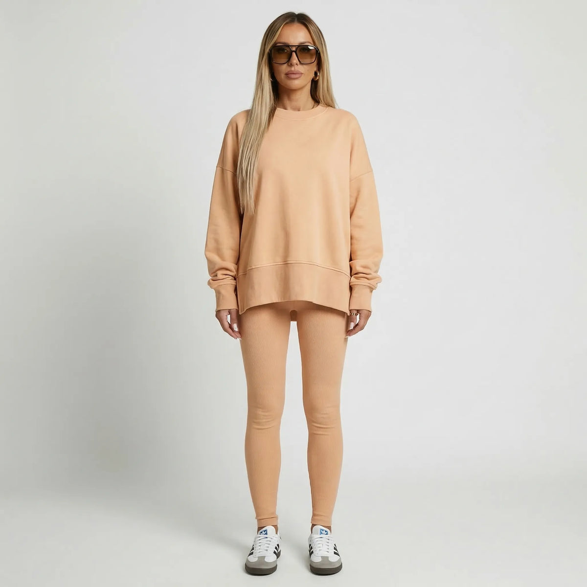 Lounxe Übergroße Sweatshirt- und Slim-Bein-Hose Set
