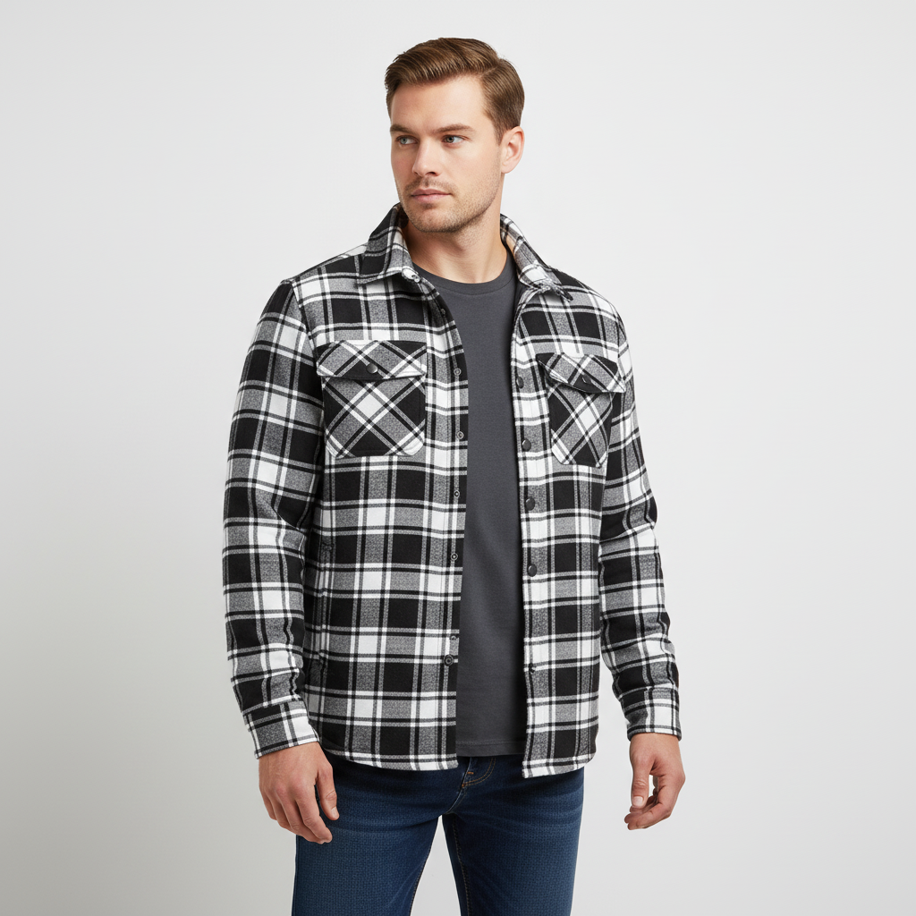 Flanelljacke mit Steppfutter