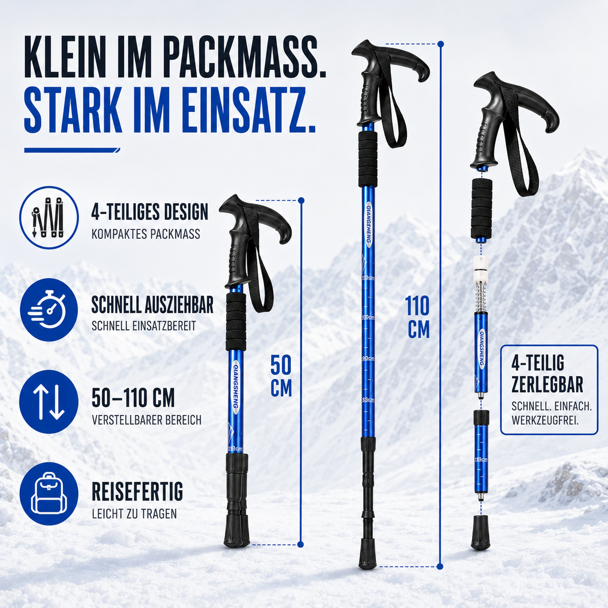 clinbands | Trailara Faltbarer Teleskop-Trekkingstab
