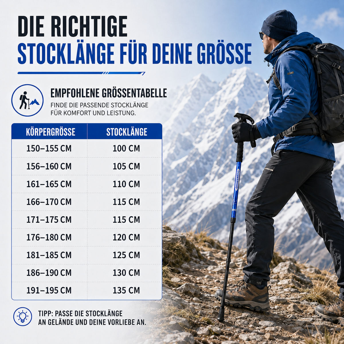 clinbands | Trailara Faltbarer Teleskop-Trekkingstab