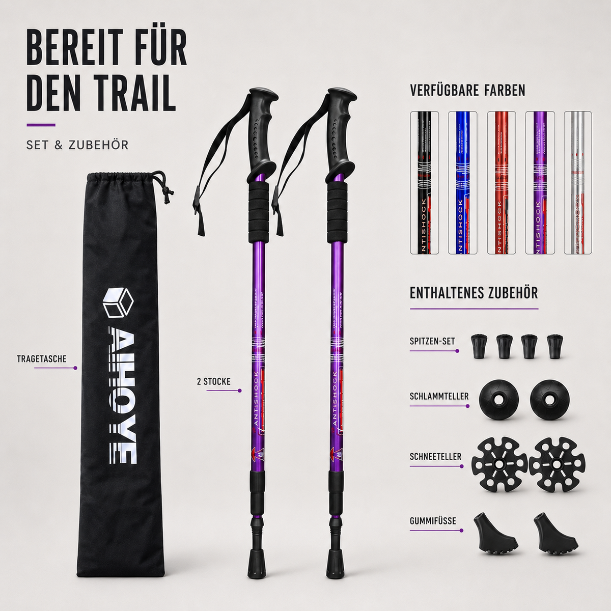 clinbands | Trailverge Leichte faltbare Trekking-Stöcke