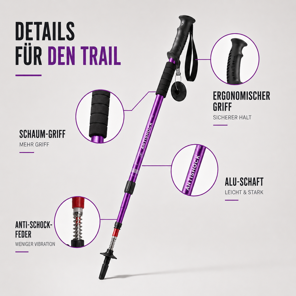 clinbands | Trailverge Leichte faltbare Trekking-Stöcke