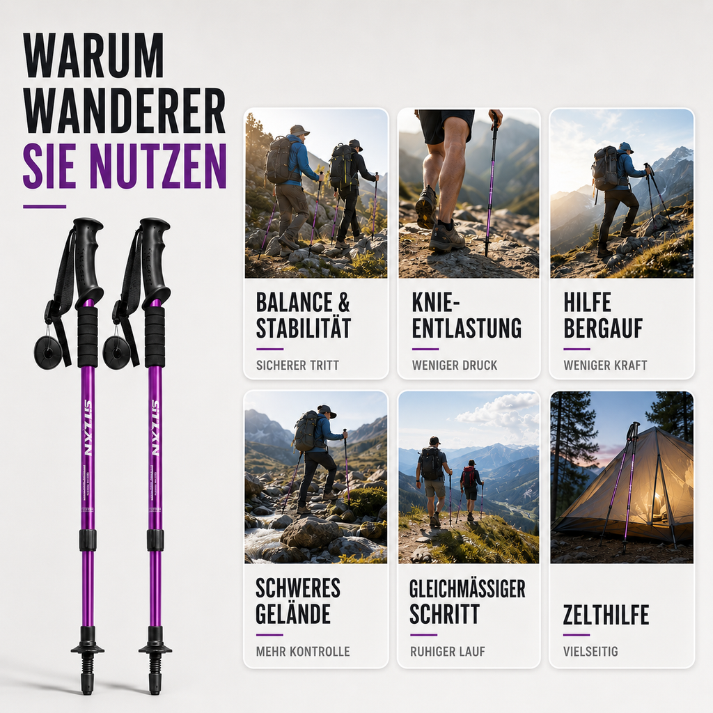 clinbands | Trailverge Leichte faltbare Trekking-Stöcke