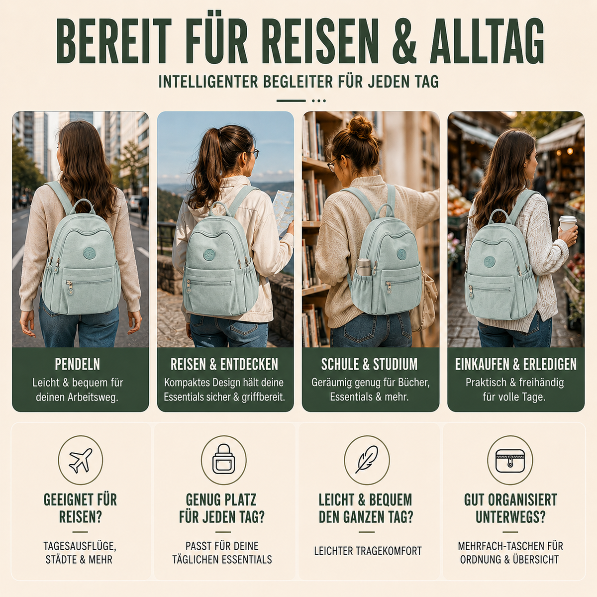 Vellora Casual Nylon Mini-Rucksack