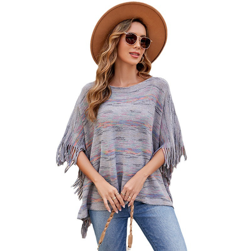 Damen kuscheliger Poncho mit fransigen Details Clinbands