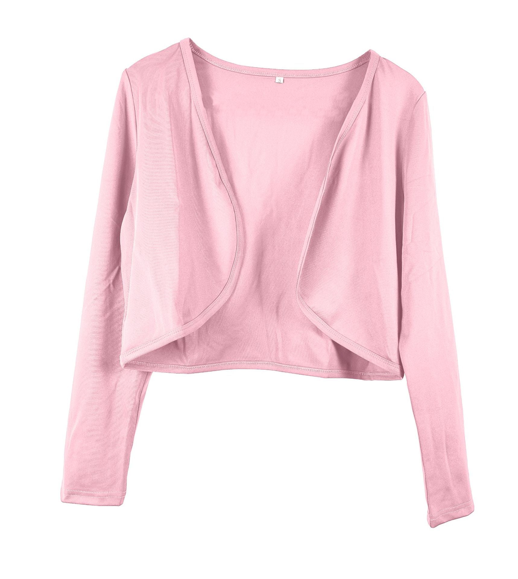 Damen kurz geschnittenes Cardigan mit offenen Schnitt und langen Ärmeln Clinbands