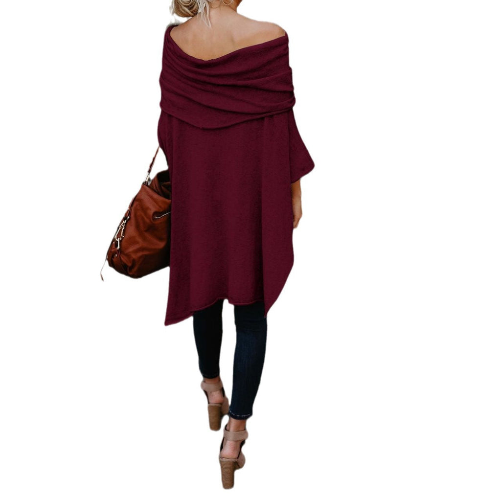Damen lässiger Poncho mit asymmetrischem Saum Clinbands