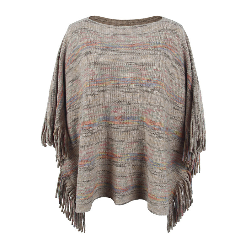 Damen kuscheliger Poncho mit fransigen Details Clinbands