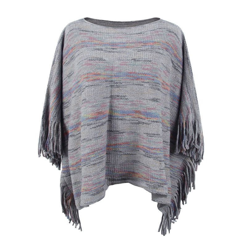 Damen kuscheliger Poncho mit fransigen Details Clinbands