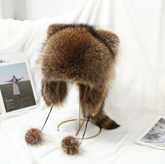 Damen Kuschelige Ohrenmütze aus Kunstfell mit seitlichen Bommeln Clinbands