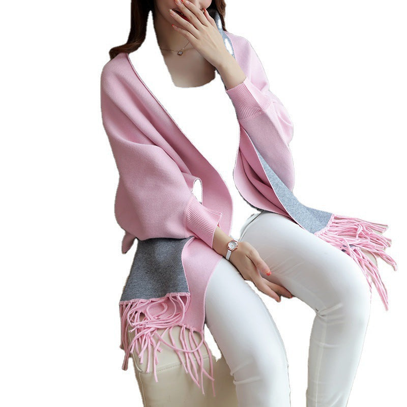 Damen eleganter Schal mit Fransen und kontrastierenden Farbdetails Clinbands