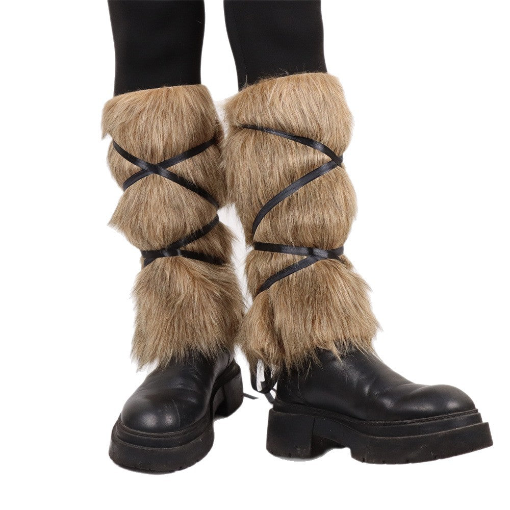 Damen Flauschige Beinstulpen mit Riemen Clinbands