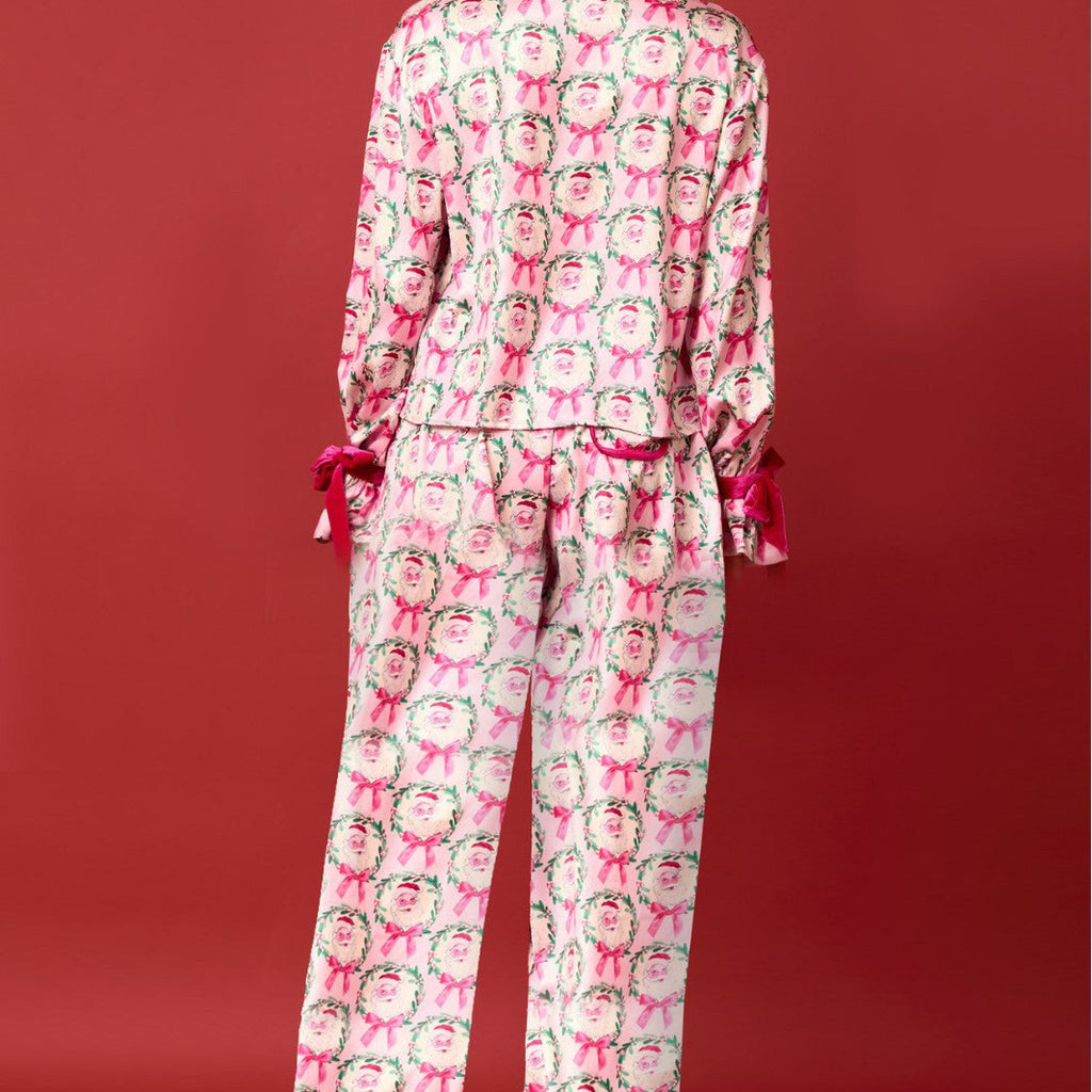 Damen luxuriöses Satin-Pyjama-Set mit niedlichem Nutcracker-Motiv Clinbands