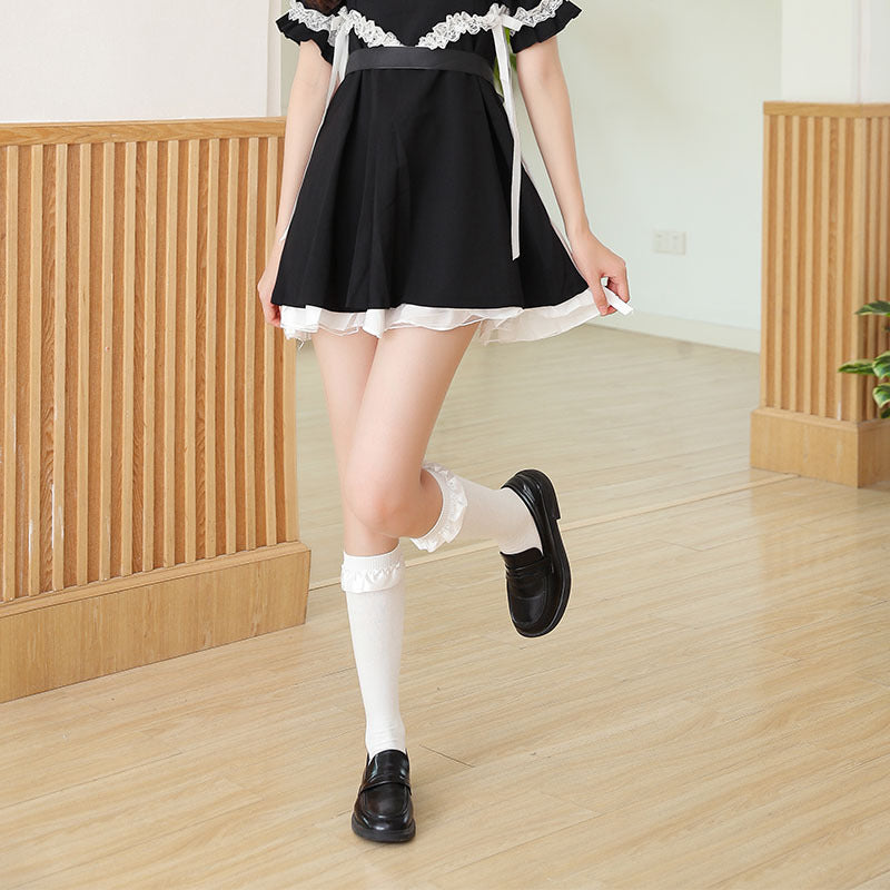 Damen Elegante Kniestrümpfe mit Rüschenabschluss Clinbands
