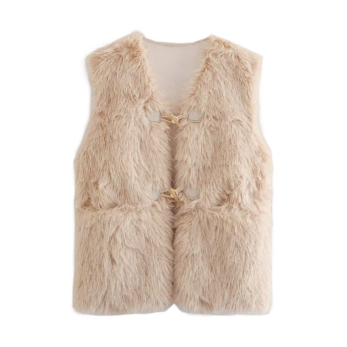 Damen Flauschige Weste mit raffinierten Schnallen Clinbands