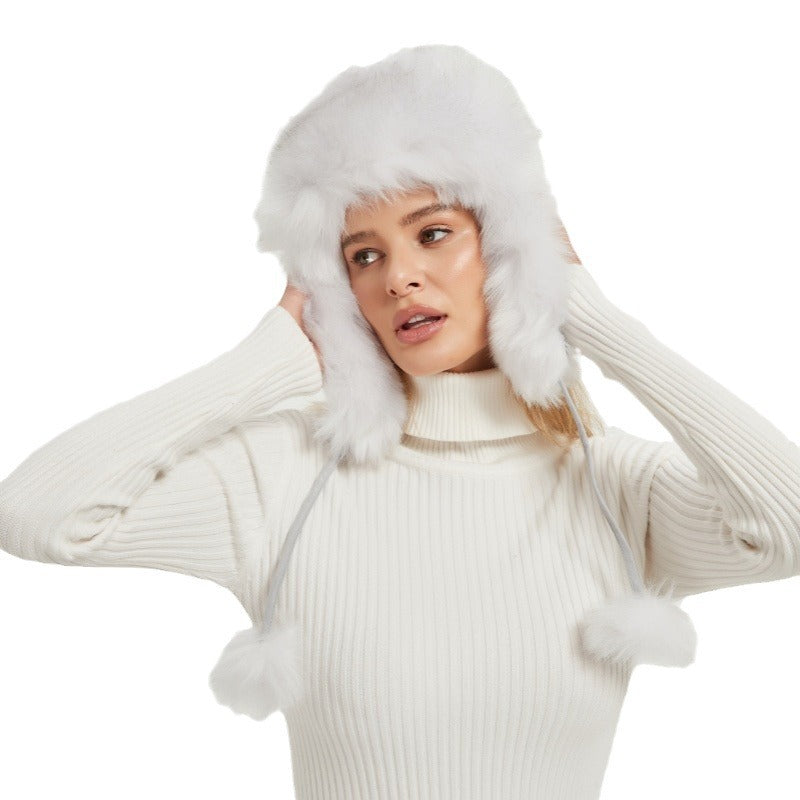 Damen Flauschige Wintermütze mit tierischen Ohren und voluminösem Design Clinbands