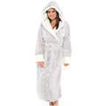 Damen Kuscheliger Fleece-Morgenmantel mit Kapuze und Gürtel Clinbands