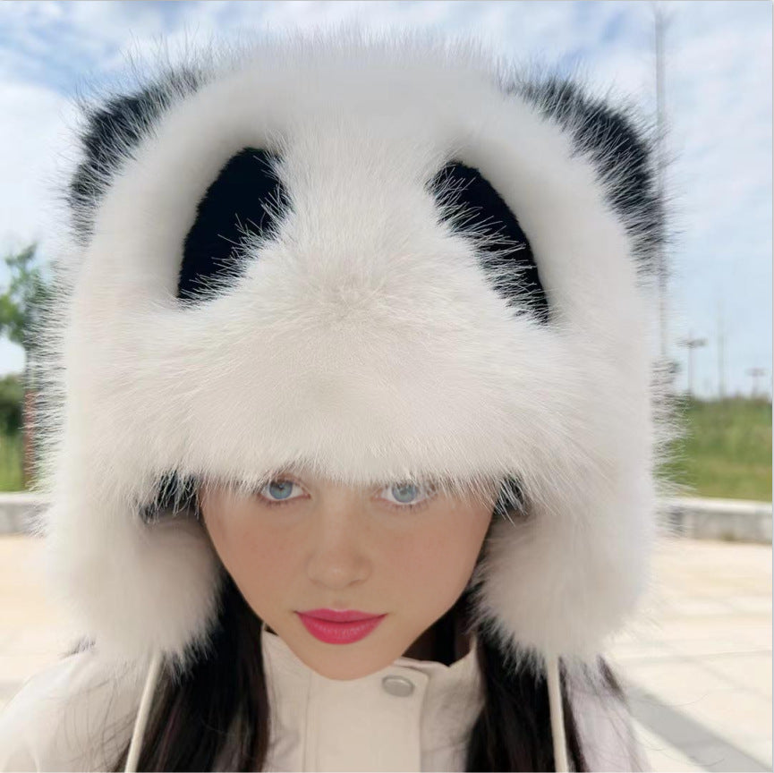 Damen Kuscheliger Panda-Mütze mit trendigen Ohren Clinbands