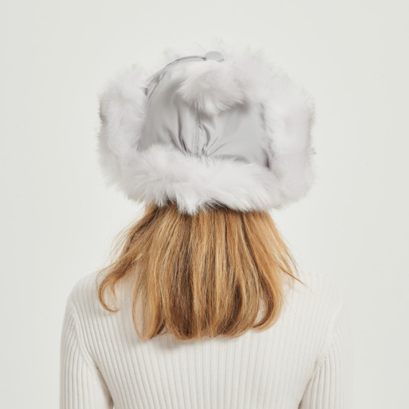 Damen Flauschige Wintermütze mit tierischen Ohren und voluminösem Design Clinbands