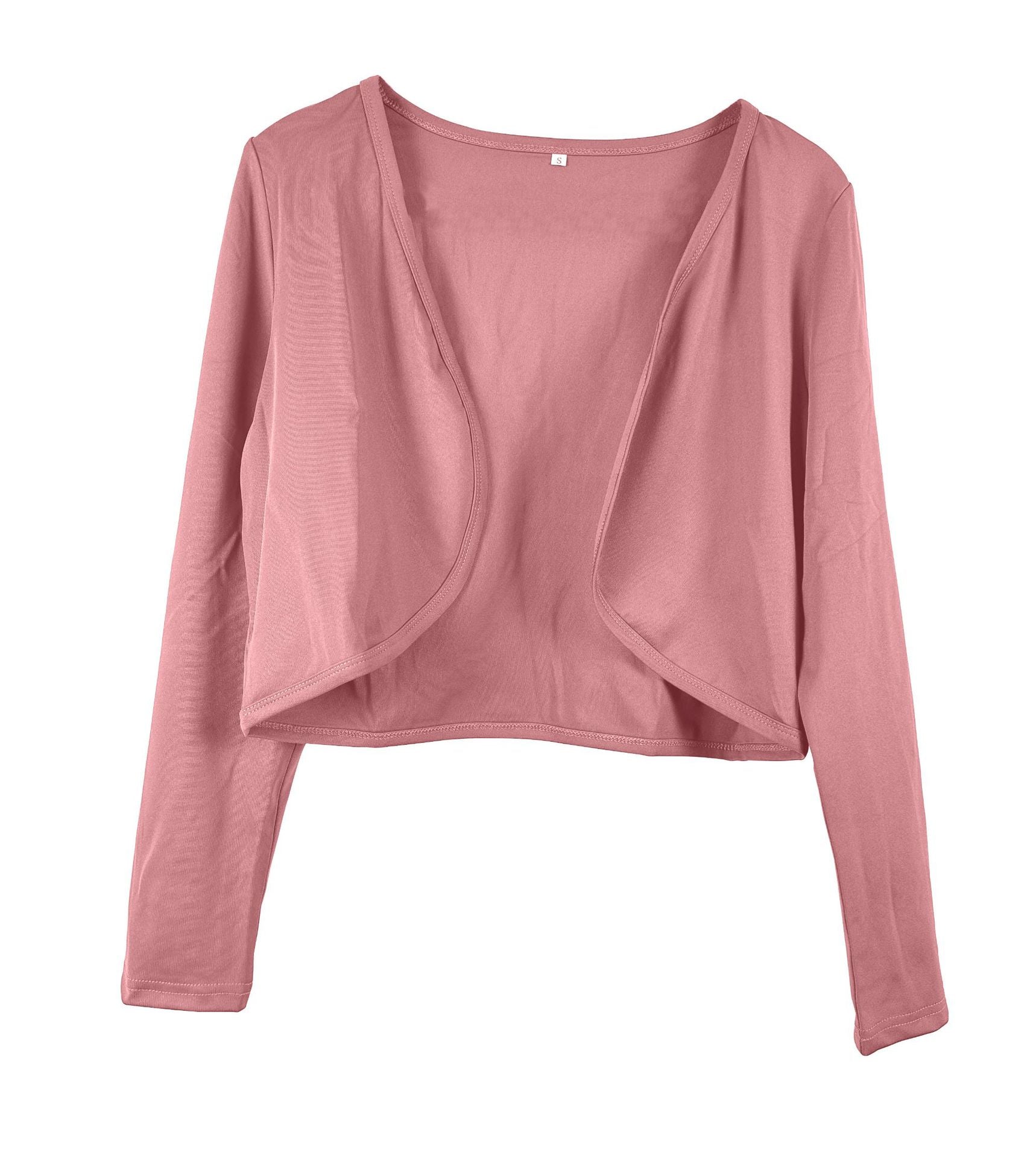 Damen kurz geschnittenes Cardigan mit offenen Schnitt und langen Ärmeln Clinbands