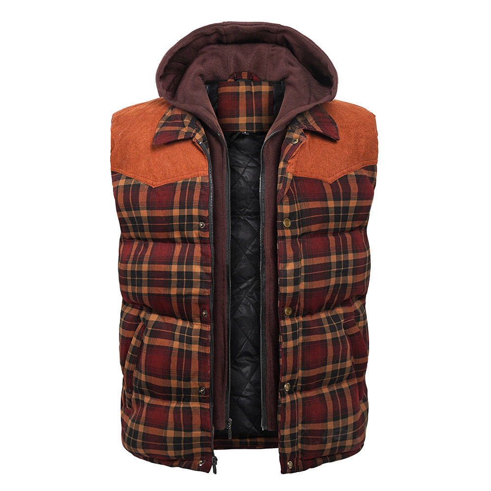 Herren Weste Schottenkaro – isolierter Bodywarmer mit Kapuze