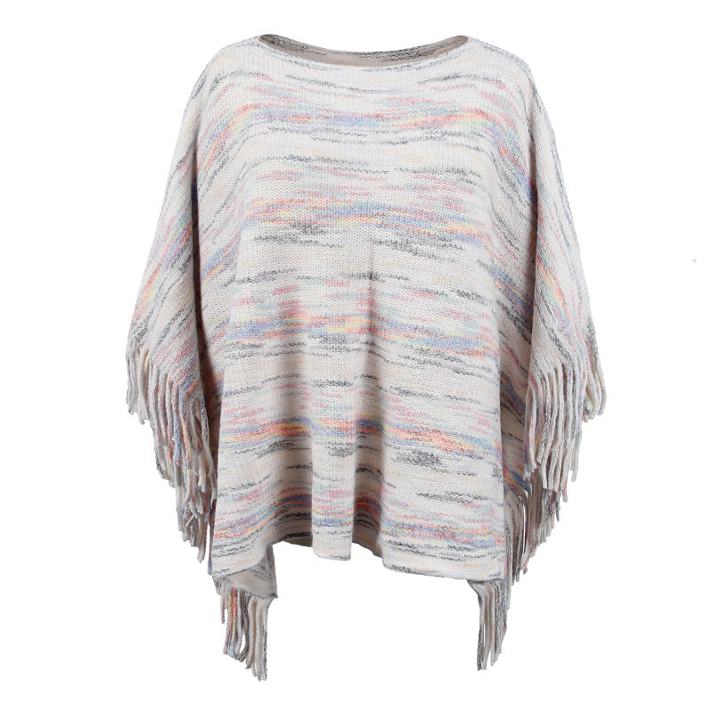 Damen kuscheliger Poncho mit fransigen Details Clinbands