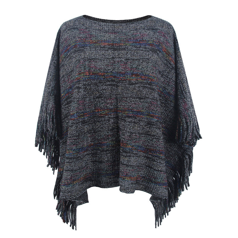 Damen kuscheliger Poncho mit fransigen Details Clinbands