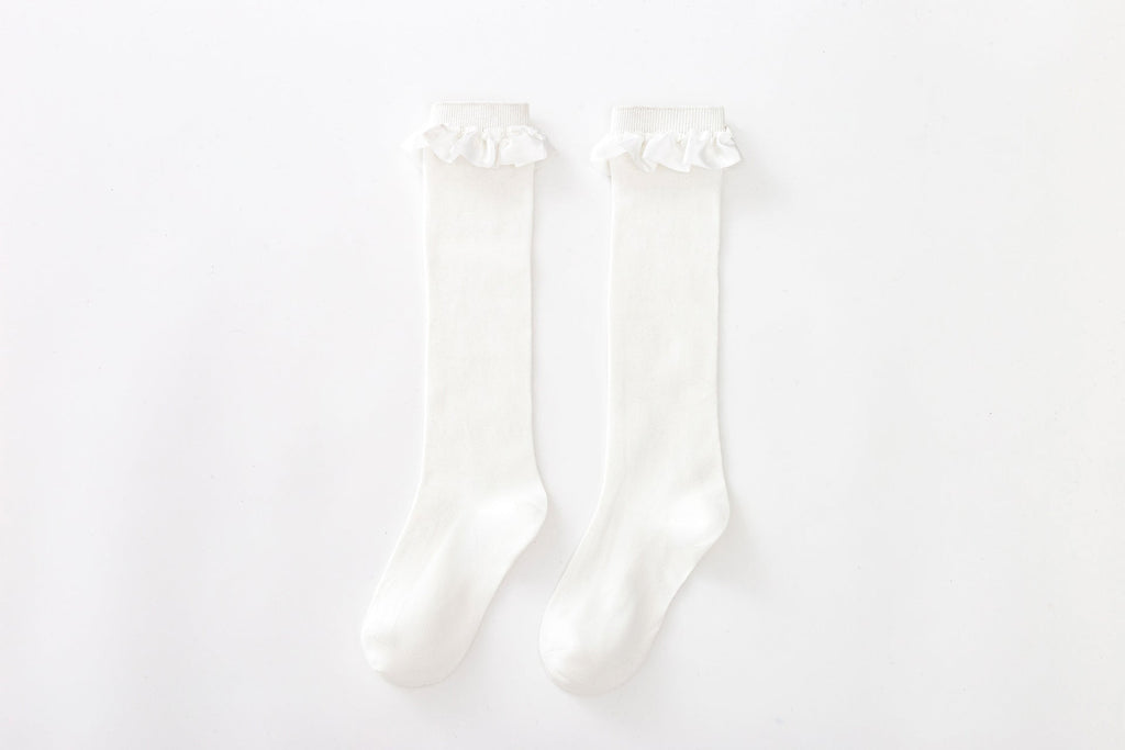 Damen Elegante Kniestrümpfe mit Rüschenabschluss Clinbands