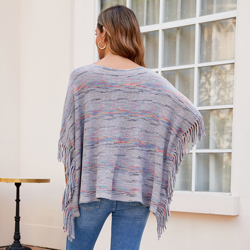 Damen kuscheliger Poncho mit fransigen Details Clinbands