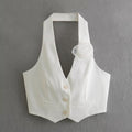Damen Elegante Weste mit Blütenapplikation Clinbands