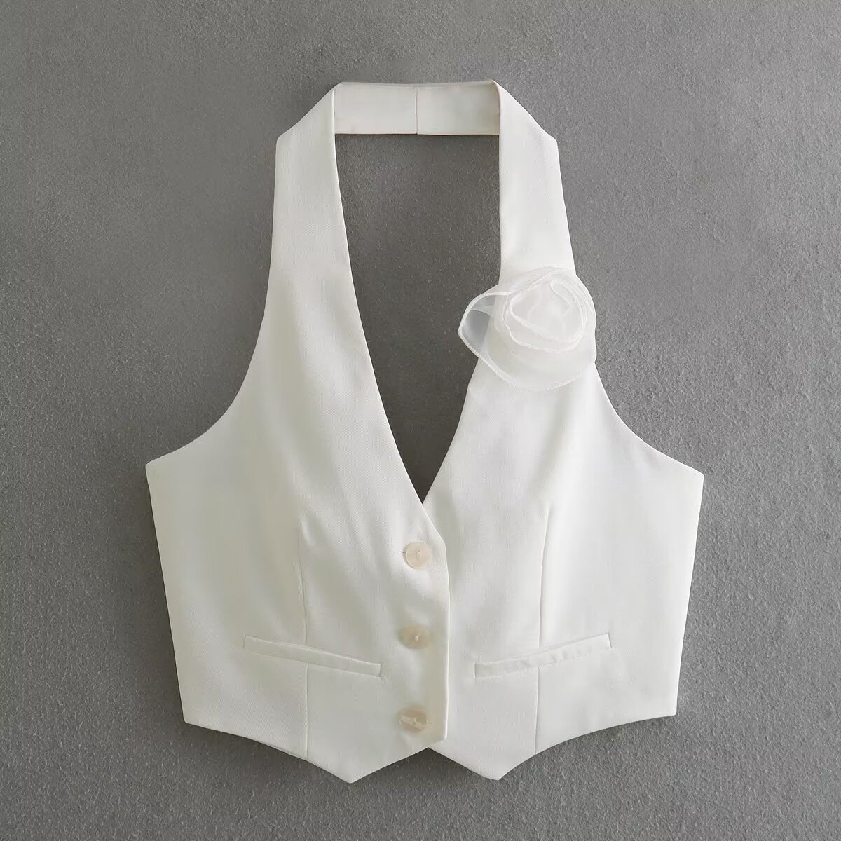 Damen Elegante Weste mit Blütenapplikation Clinbands