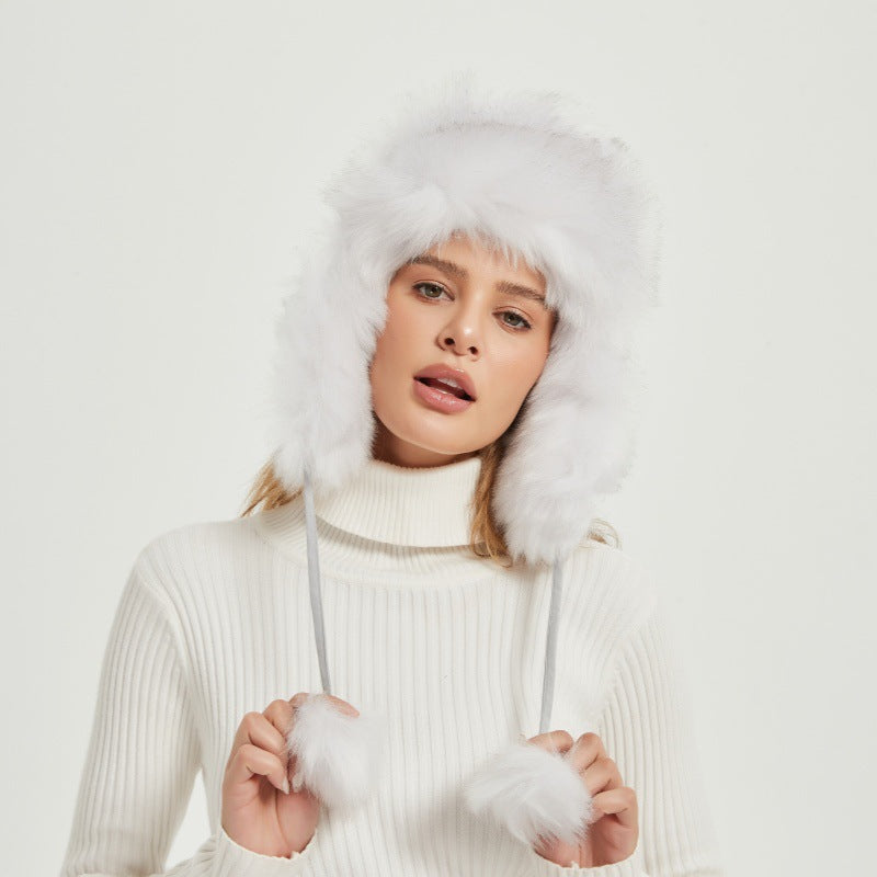 Damen Flauschige Wintermütze mit tierischen Ohren und voluminösem Design Clinbands