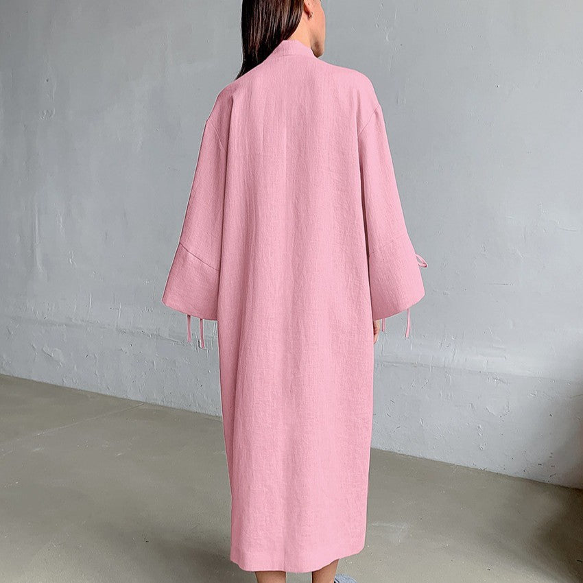 Damen Kimono-Style Morgenmantel mit verspieltem Rüschendetail Clinbands