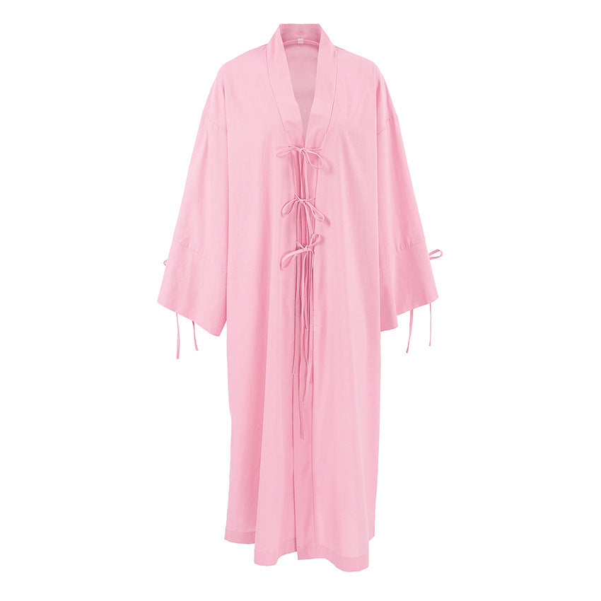 Damen Kimono-Style Morgenmantel mit verspieltem Rüschendetail Clinbands