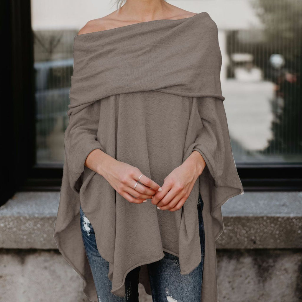 Damen lässiger Poncho mit asymmetrischem Saum Clinbands