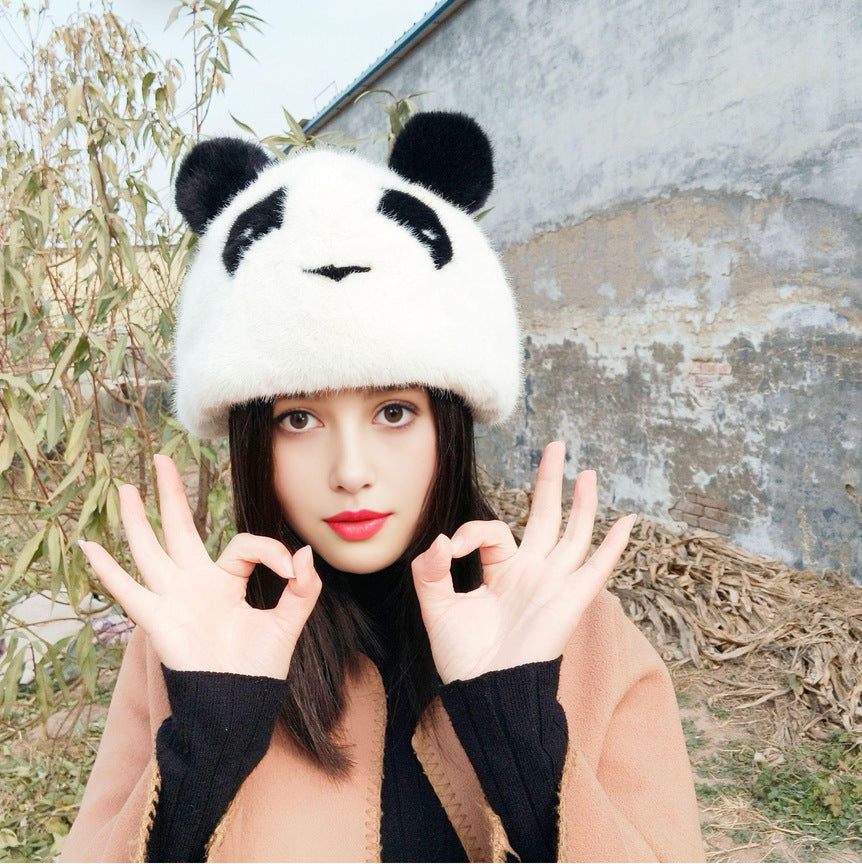 Damen Kuschelige Panda-Mütze Clinbands