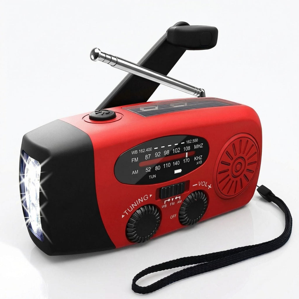 Notfall-Kurbelradio – Solar- und USB-wiederaufladbares Wetterradio mit Taschenlampe