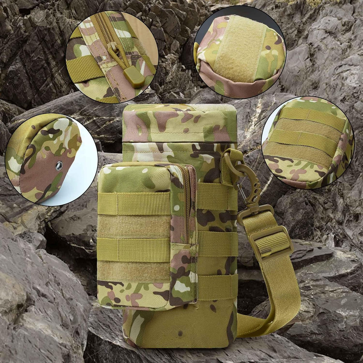 Tactical MOLLE Trinkflaschentasche – isoliert, abnehmbarer Riemen