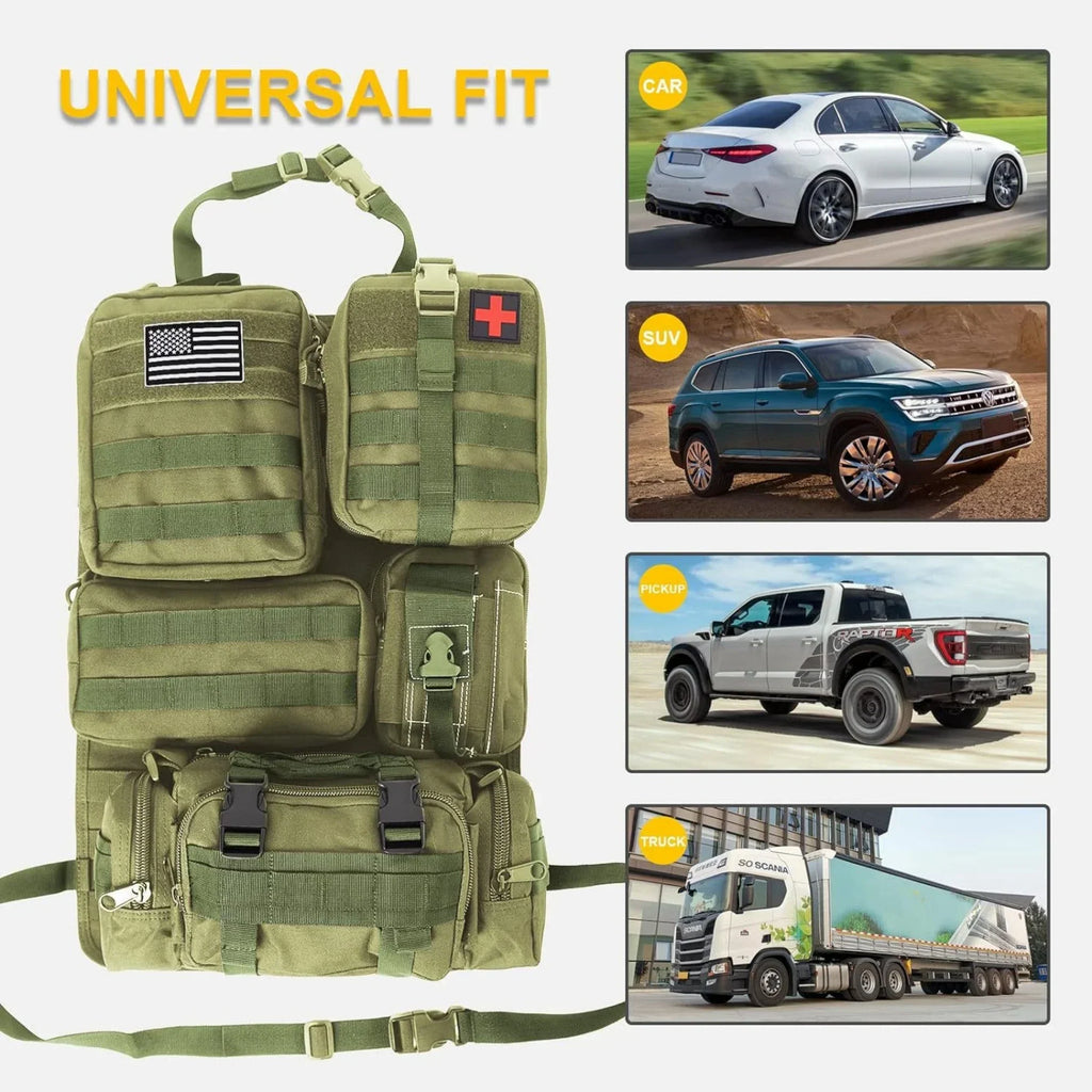 Tactical Rücksitz-MOLLE-Organizer mit 5 abnehmbaren MOLLE-Taschen