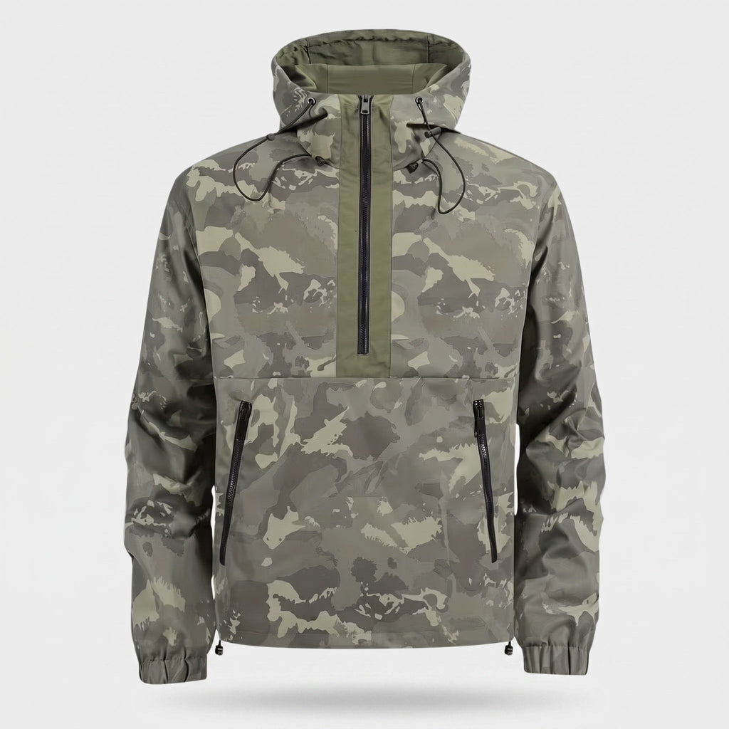 Herren Camo-Windbreaker – leichter Anorak mit Kapuze, Halbreißverschluss