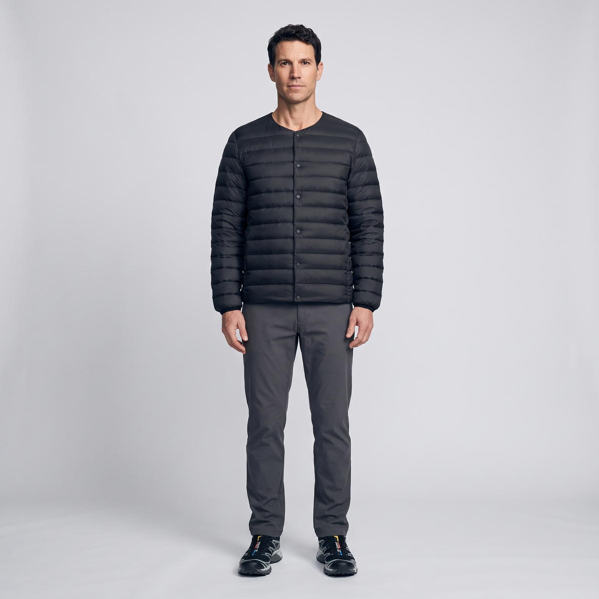 Herren Daunenjacke wandelbar – V-Ausschnitt, gesteppt, leicht