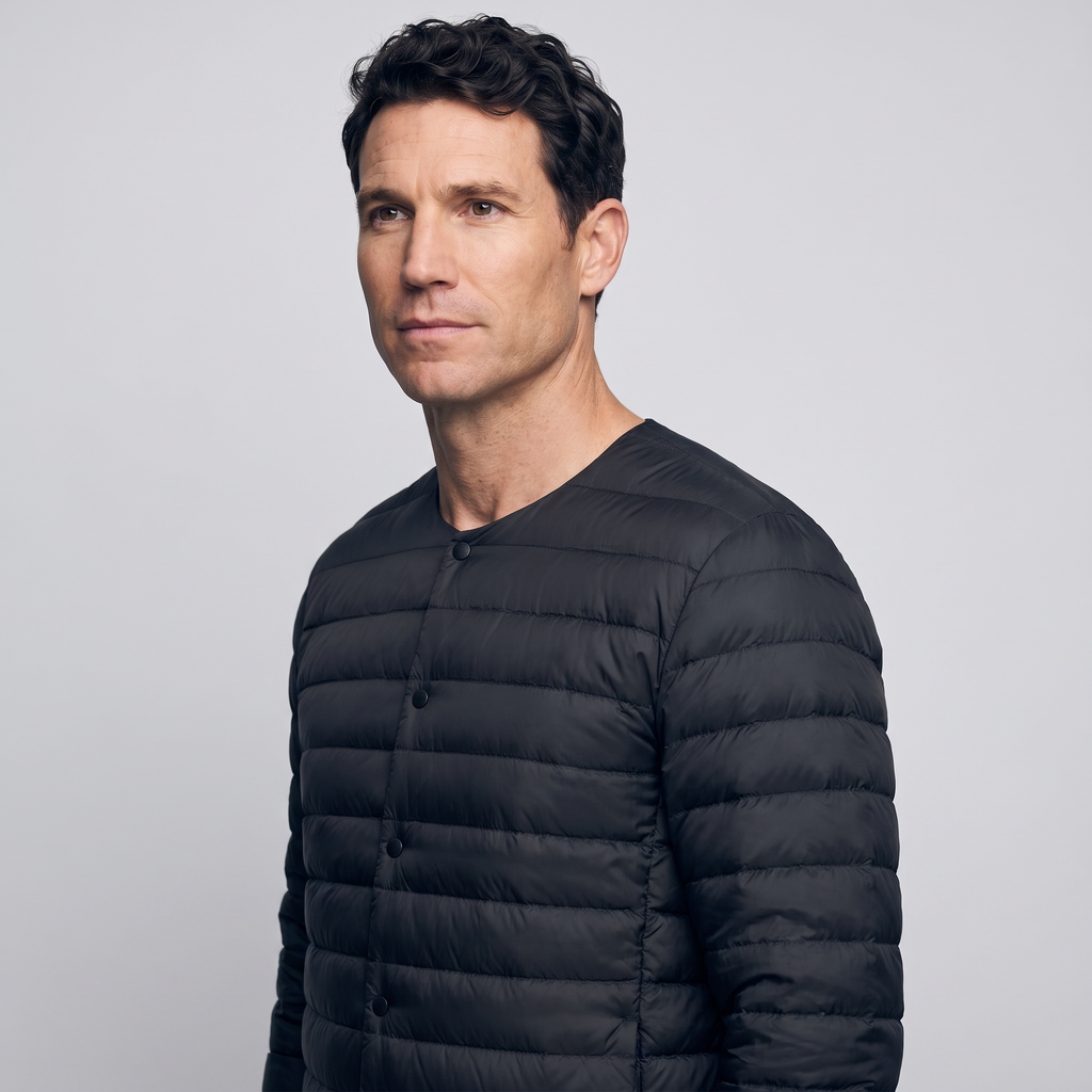 Herren Daunenjacke wandelbar – V-Ausschnitt, gesteppt, leicht