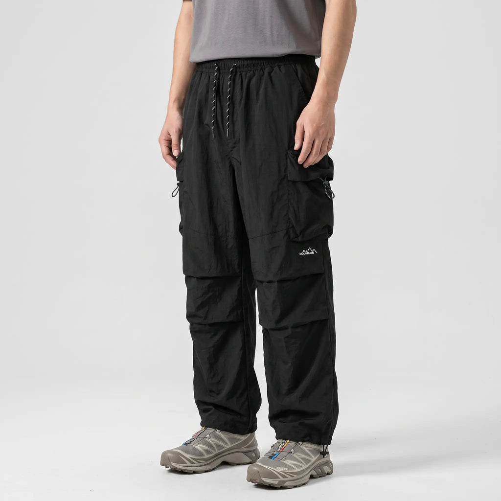 Herren Cargohose – weites Bein, Fallschirm-Stil mit Reißverschlusstaschen