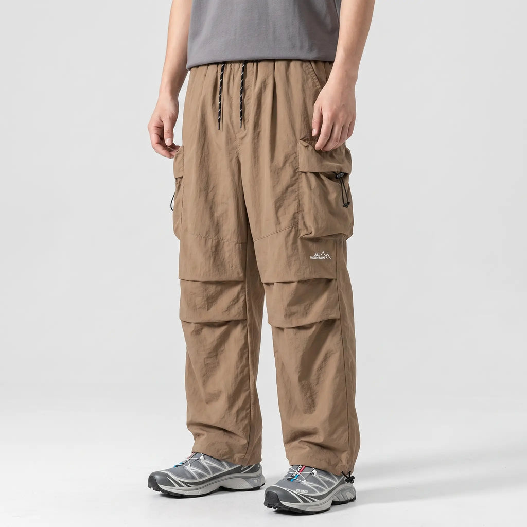 Herren Cargohose – weites Bein, Fallschirm-Stil mit Reißverschlusstaschen