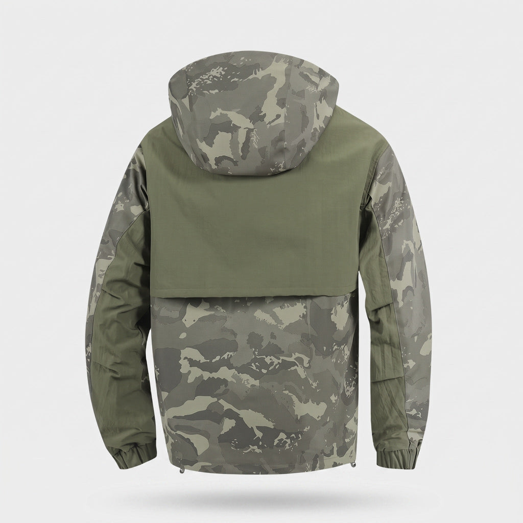 Herren Camo-Windbreaker – leichter Anorak mit Kapuze, Halbreißverschluss